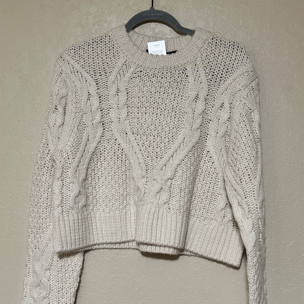 French Connection - Cropped Cable Neck Sweater | Size Large